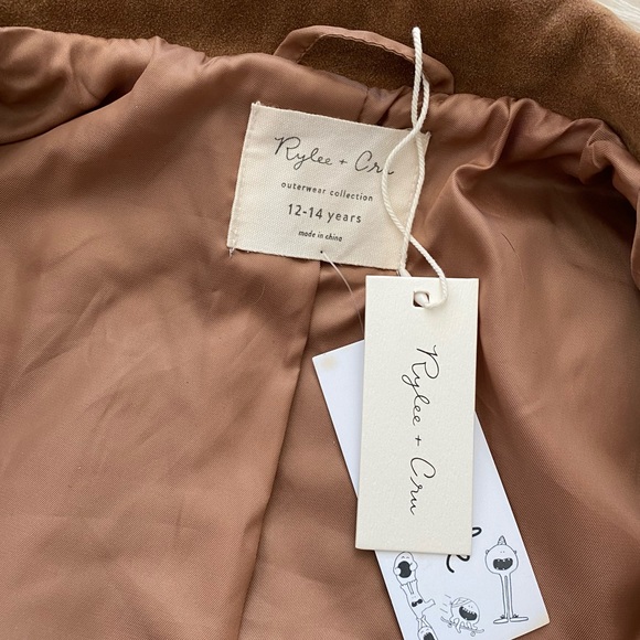 Rylee + Cru Tan Cropped Button Front Faux Suede Fringe Jacket Rust 12-14Y - Picture 8 of 9